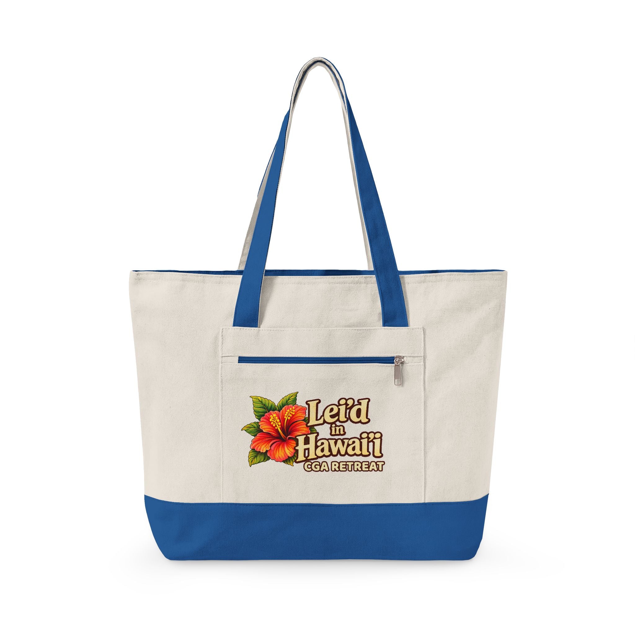 CGA Hawaii Retreat: Zippered Canvas Tote — Lei'd in Hawaii Floral Zip Tote Bag