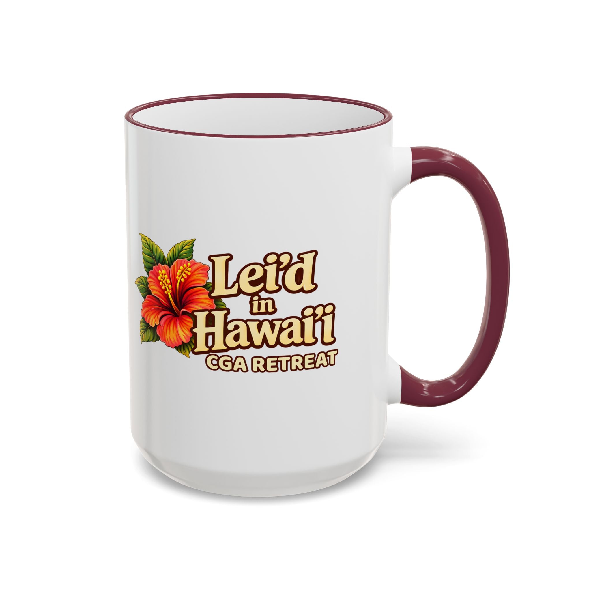 CGA Hawaii Retreat: Vintage Travel Hibiscus Accent Coffee Mug (11oz & 15oz)