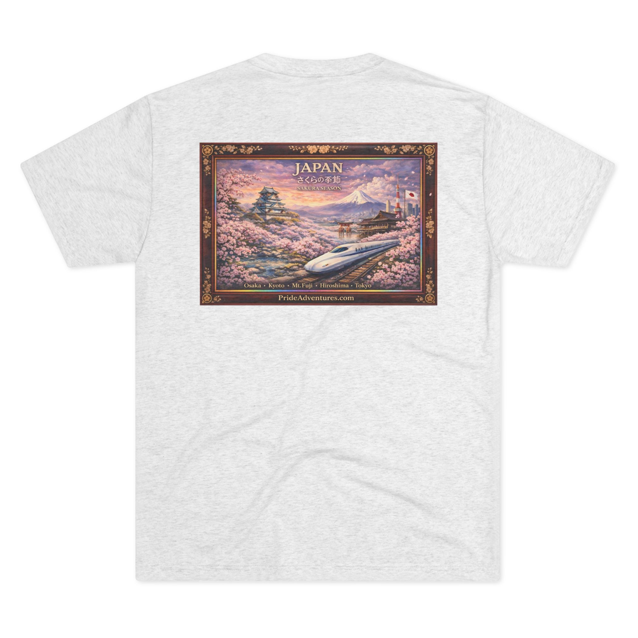 Japan Sakura Season Collector Tee -- Front Badge & Back Art Print · CGA × Pride Adventures