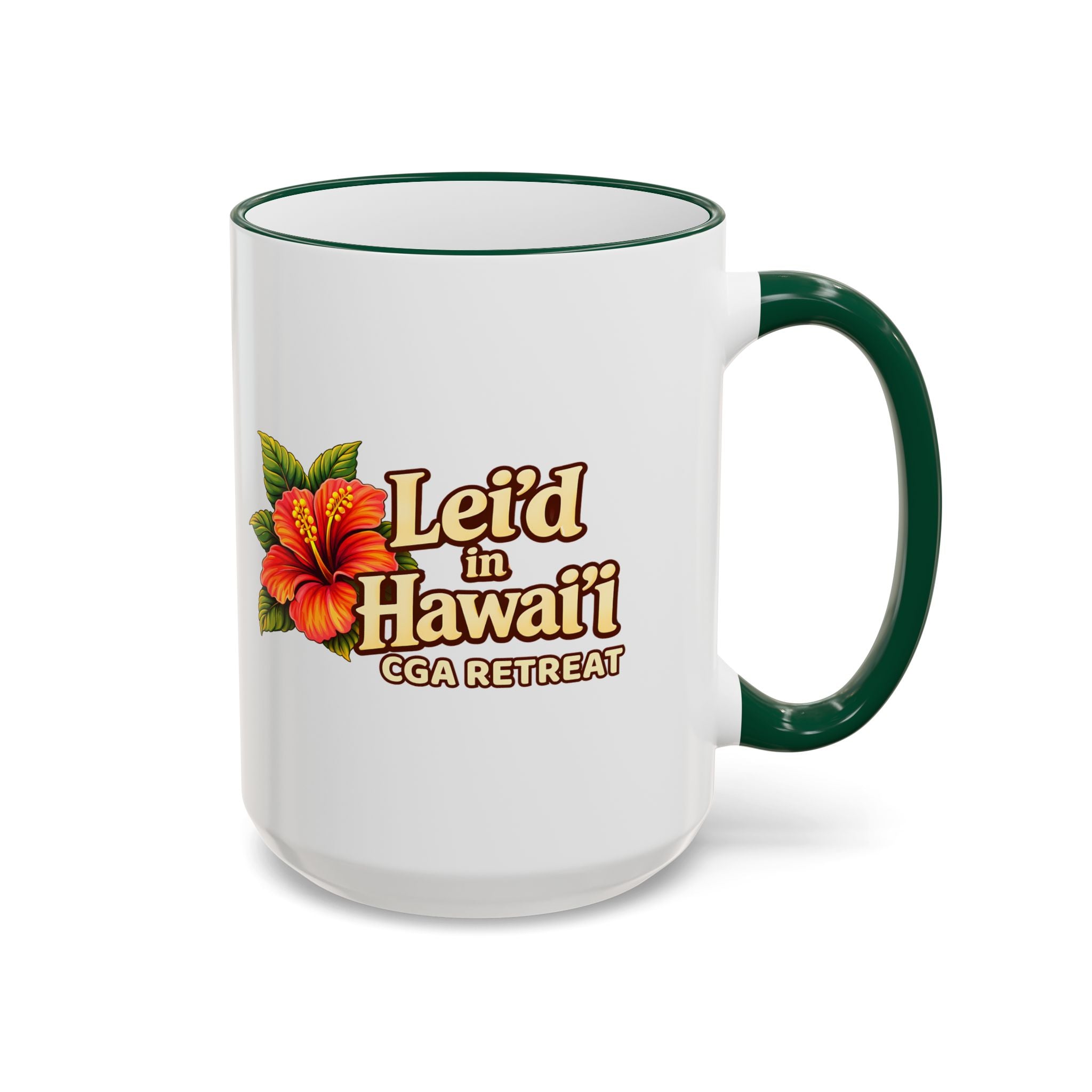 CGA Hawaii Retreat: Vintage Travel Hibiscus Accent Coffee Mug (11oz & 15oz)