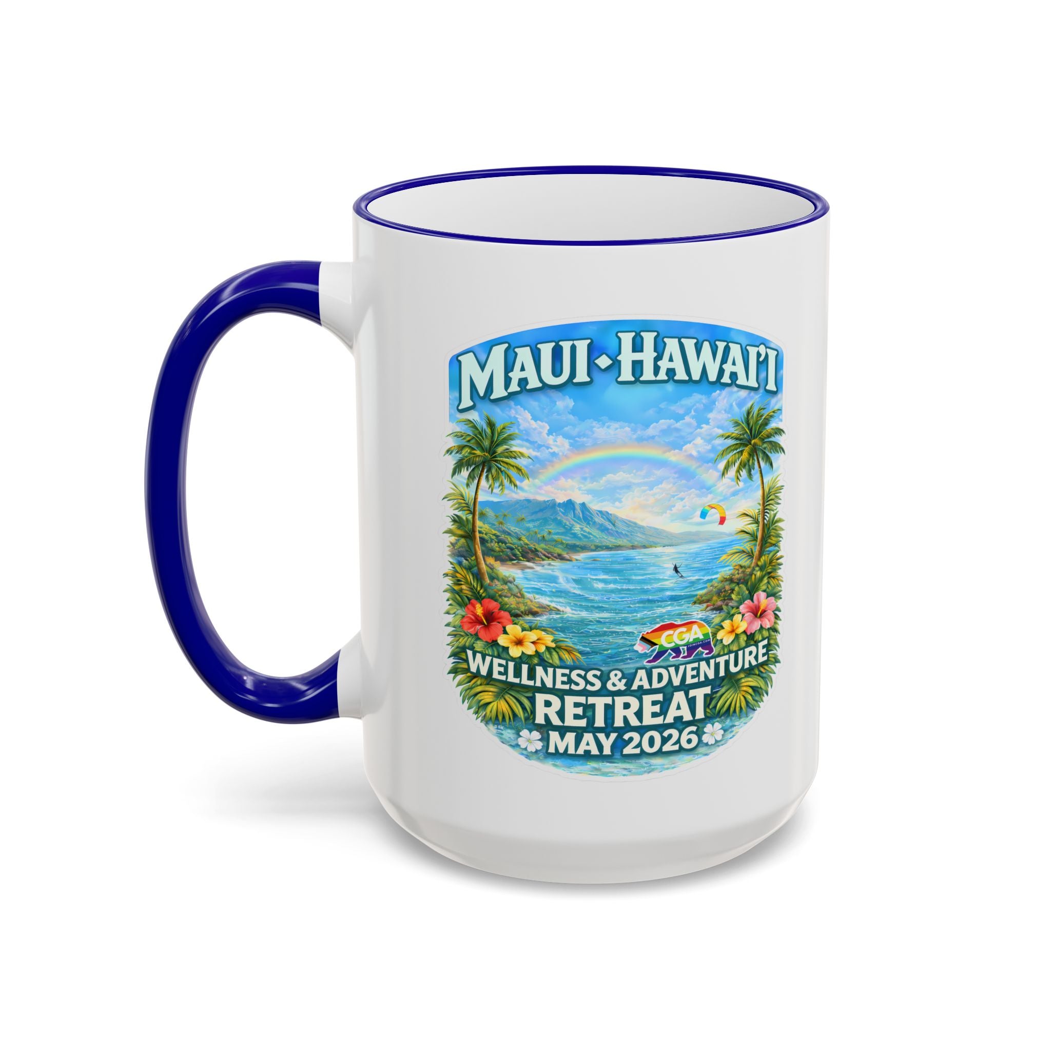 CGA Hawaii Retreat: Hawaii Hibiscus Accent Rim & Handle Coffee Cup (11oz/15oz)