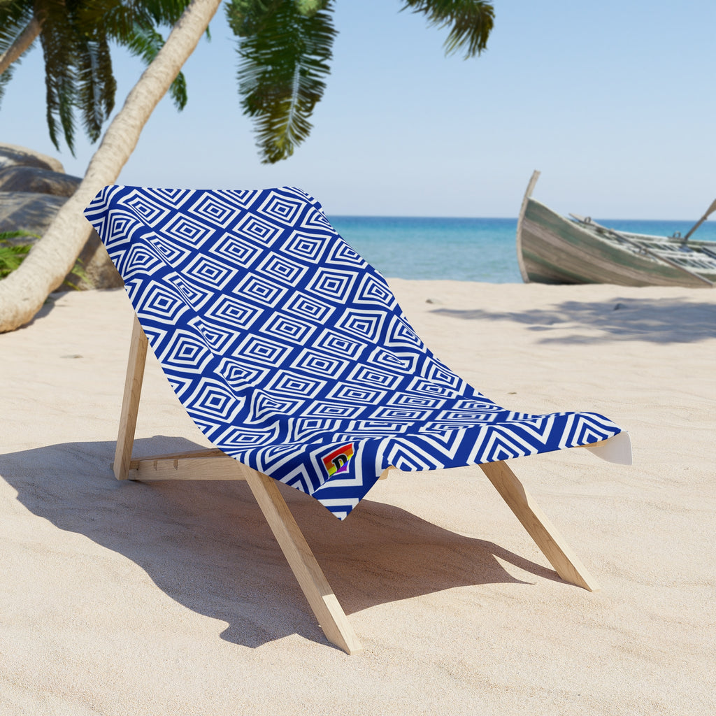 Pride Adventures Blue Geometric Diamond Beach Towel