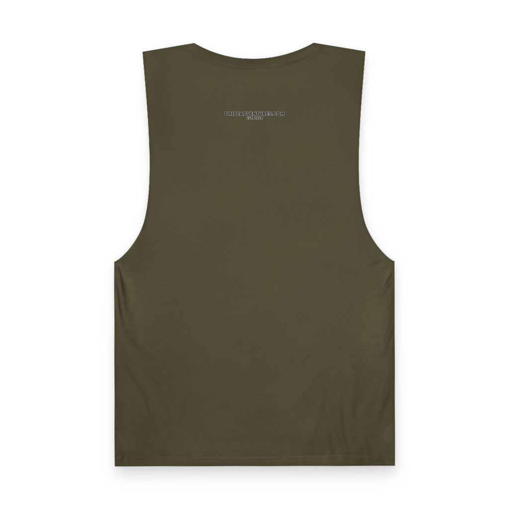 Queer Hiking Is More Fun Tank Top — LGBTQ+ Outdoor Vest - Blue Border