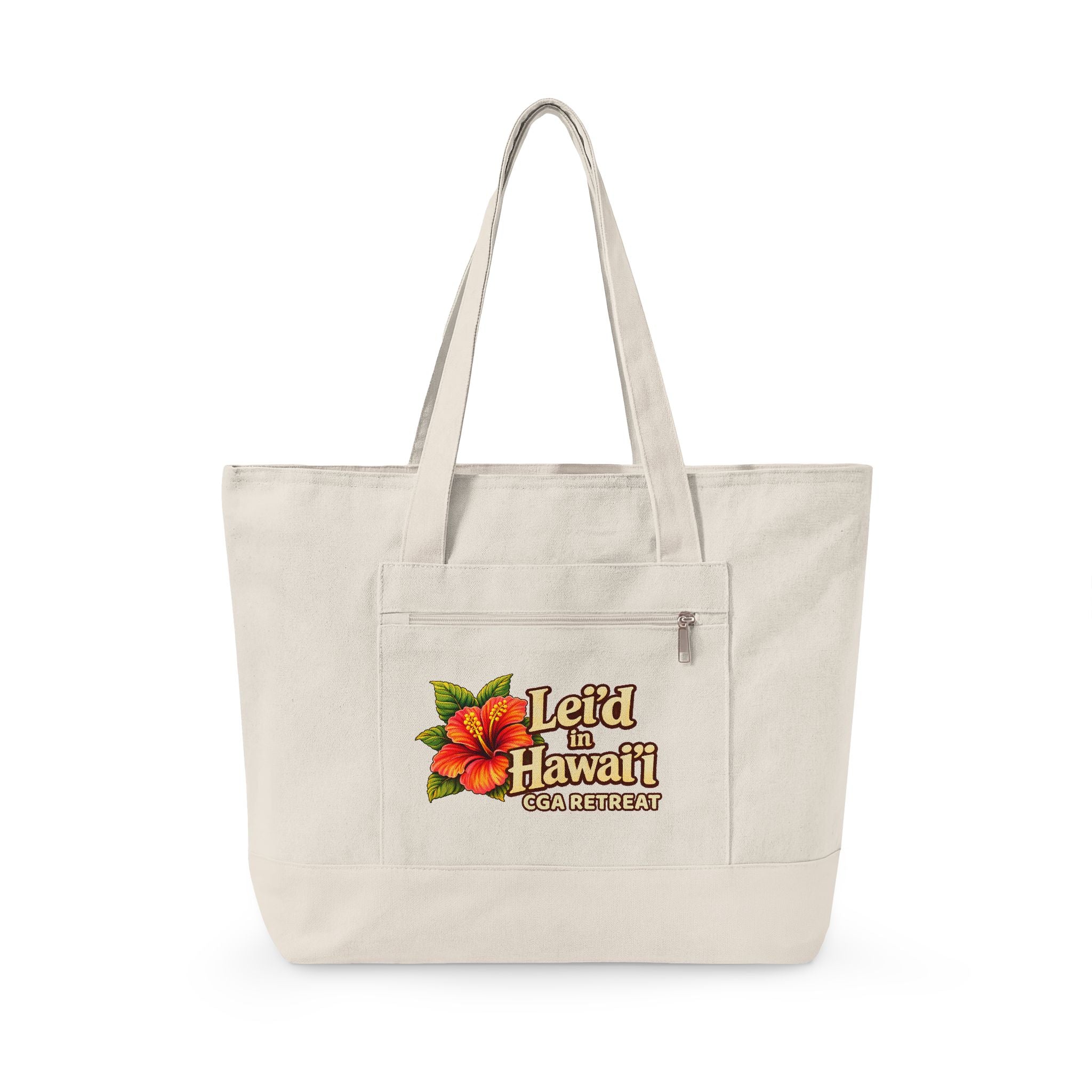 CGA Hawaii Retreat: Zippered Canvas Tote — Lei'd in Hawaii Floral Zip Tote Bag