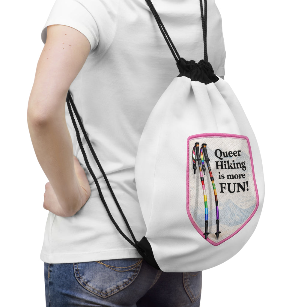 Queer Hiking Drawstring Bag