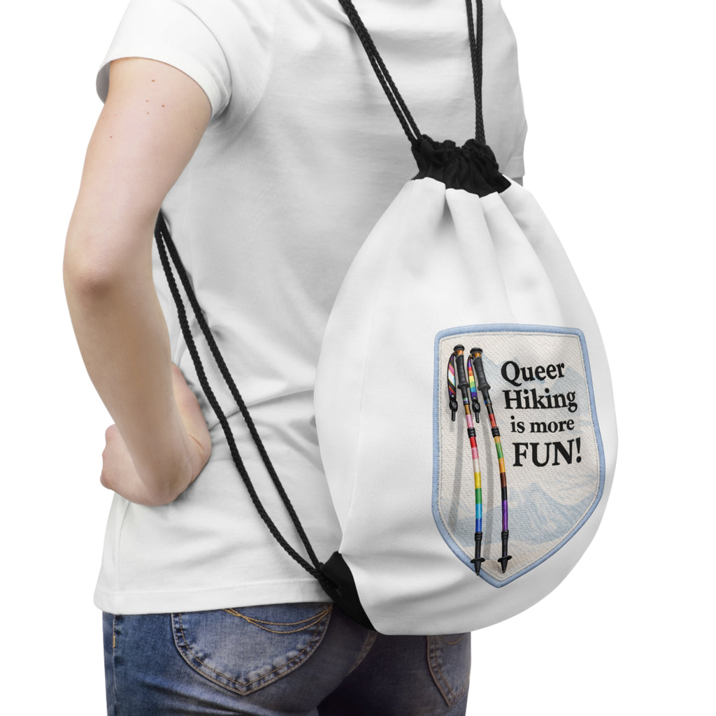 Queer Hiking Drawstring Bag — Light Blue