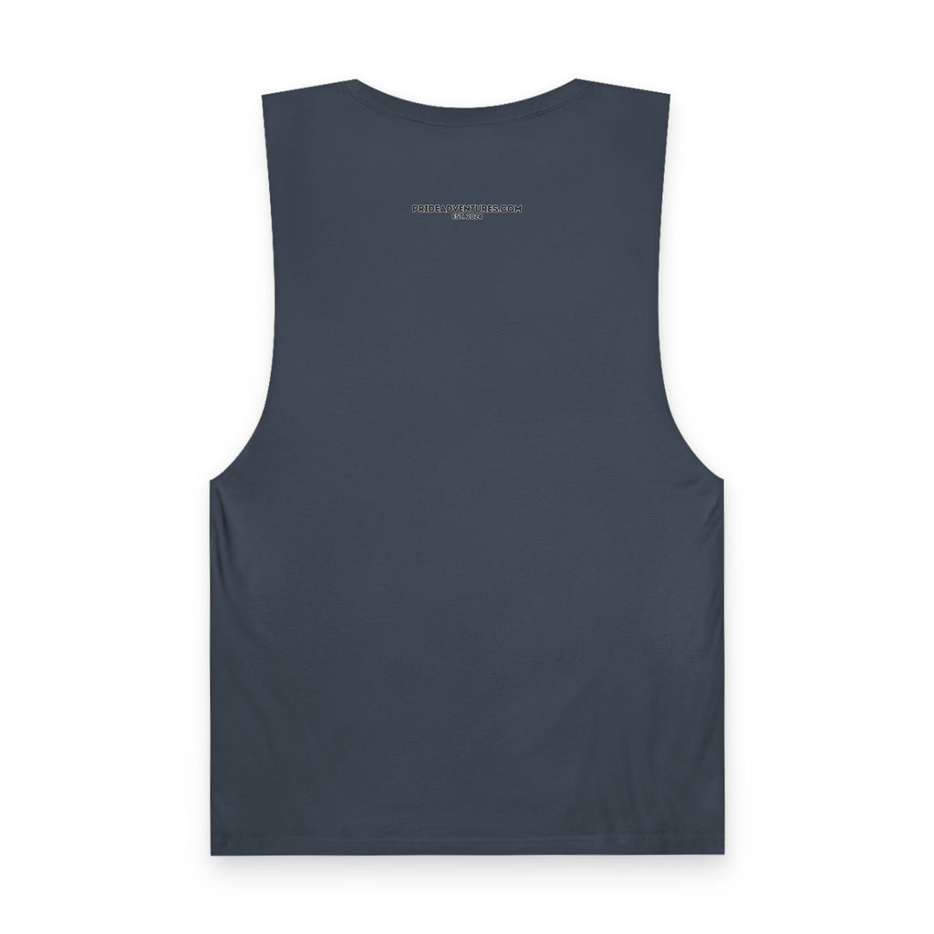 Queer Hiking Is More Fun Tank Top — LGBTQ+ Outdoor Vest - Blue Border