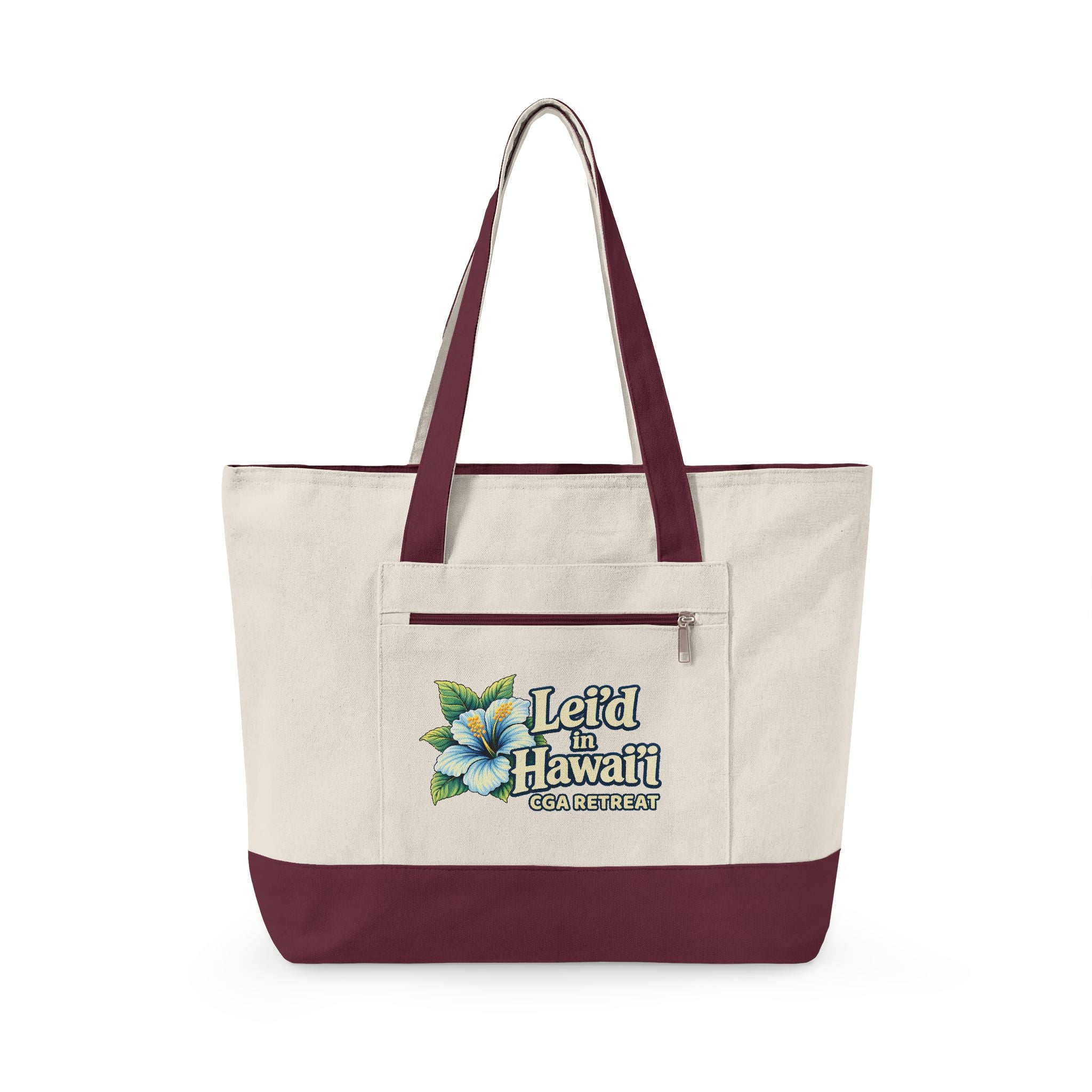 CGA Hawaii Retreat: Zippered Beach Tote - Blue Flower