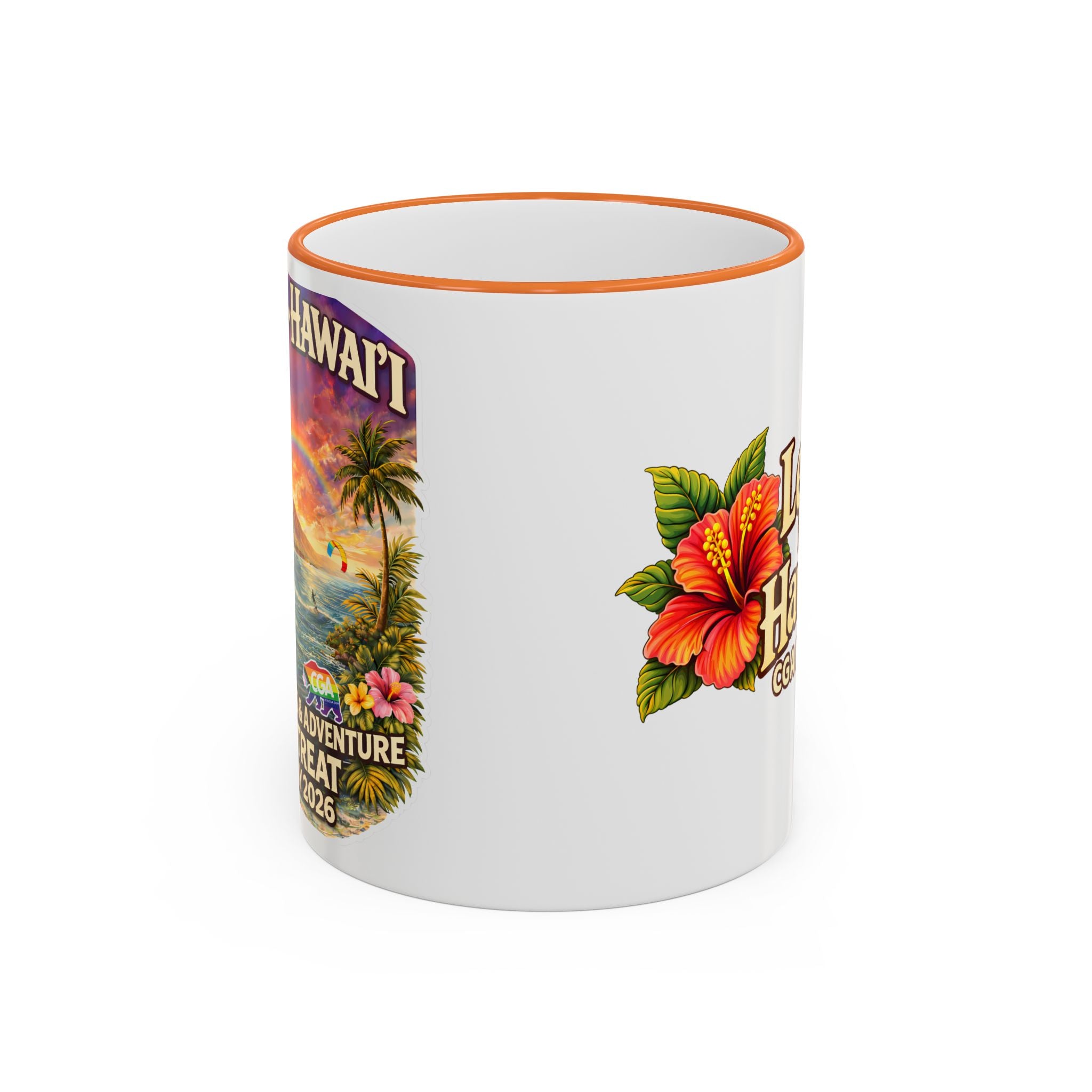 CGA Hawaii Retreat: Vintage Travel Hibiscus Accent Coffee Mug (11oz & 15oz)