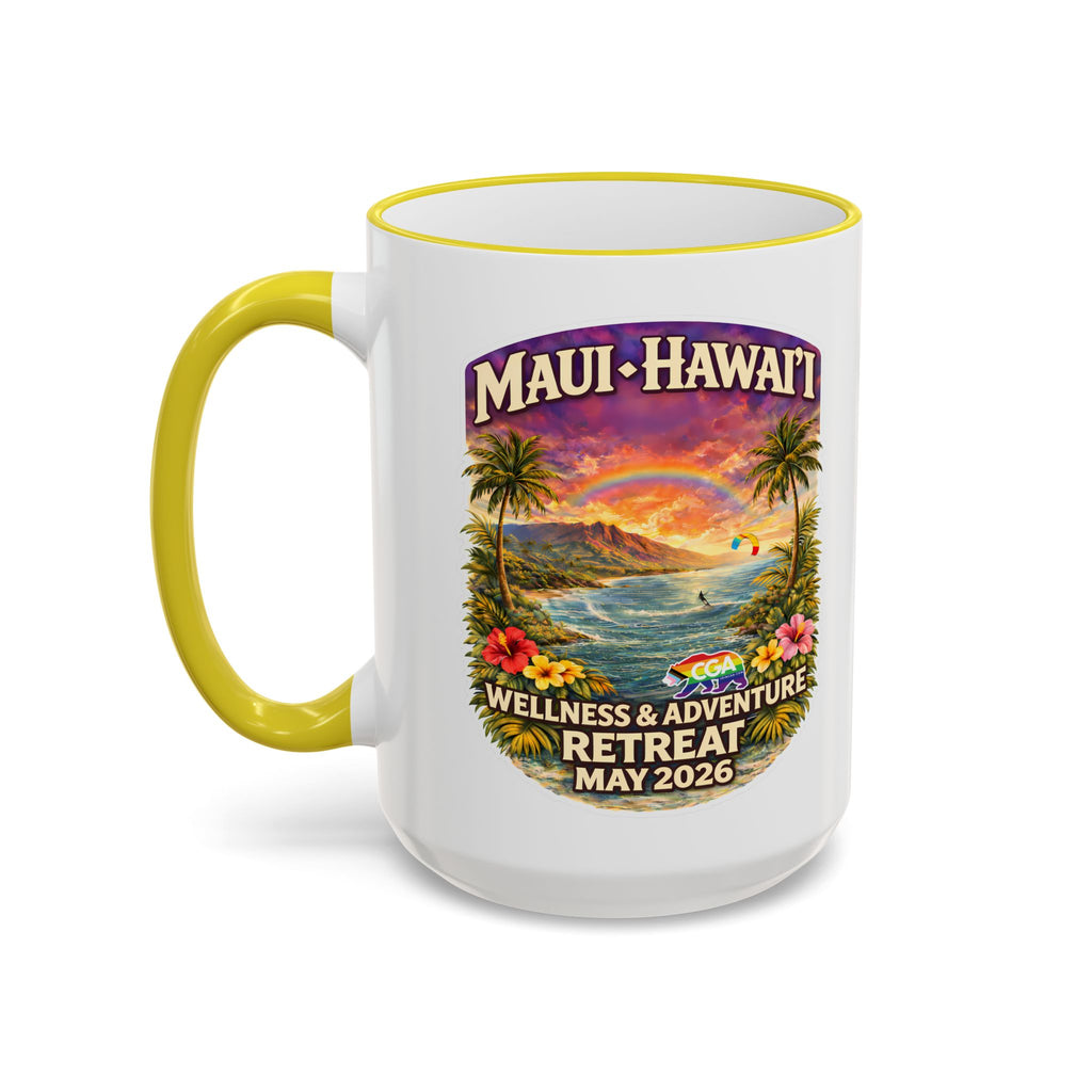 CGA Hawaii Retreat: Vintage Travel Hibiscus Accent Coffee Mug (11oz & 15oz)