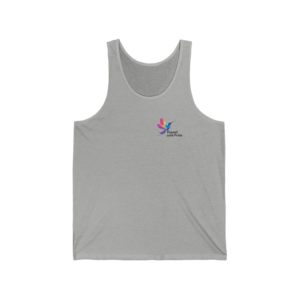 Tank Top — Colorful Hummingbird Logo "Live Free" Minimalist Athletic Tank