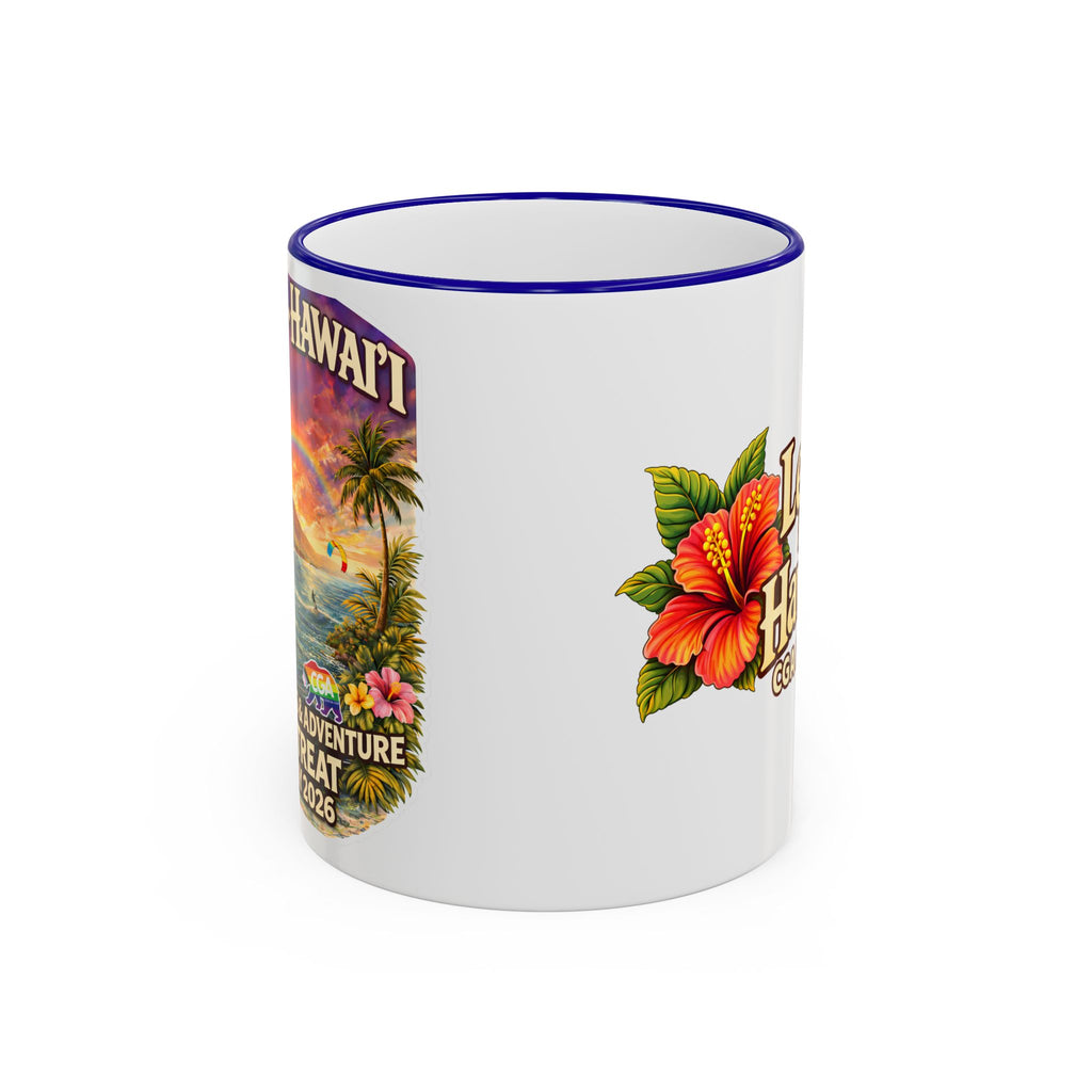 CGA Hawaii Retreat: Vintage Travel Hibiscus Accent Coffee Mug (11oz & 15oz)