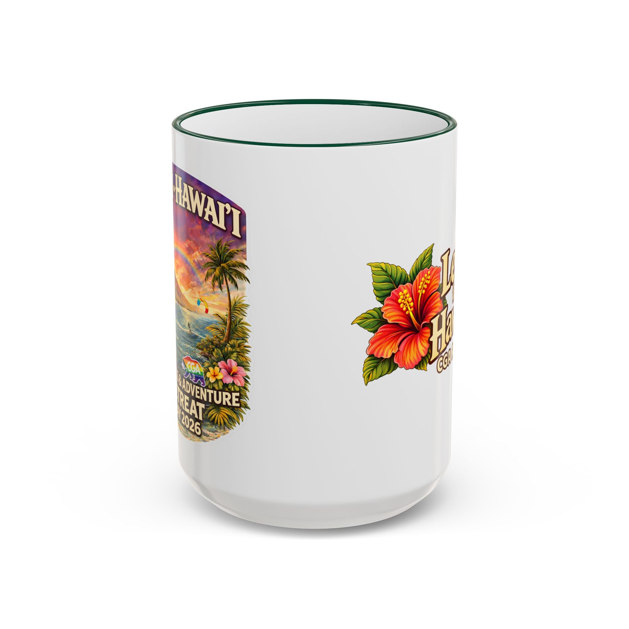 CGA Hawaii Retreat: Vintage Travel Hibiscus Accent Coffee Mug (11oz & 15oz)