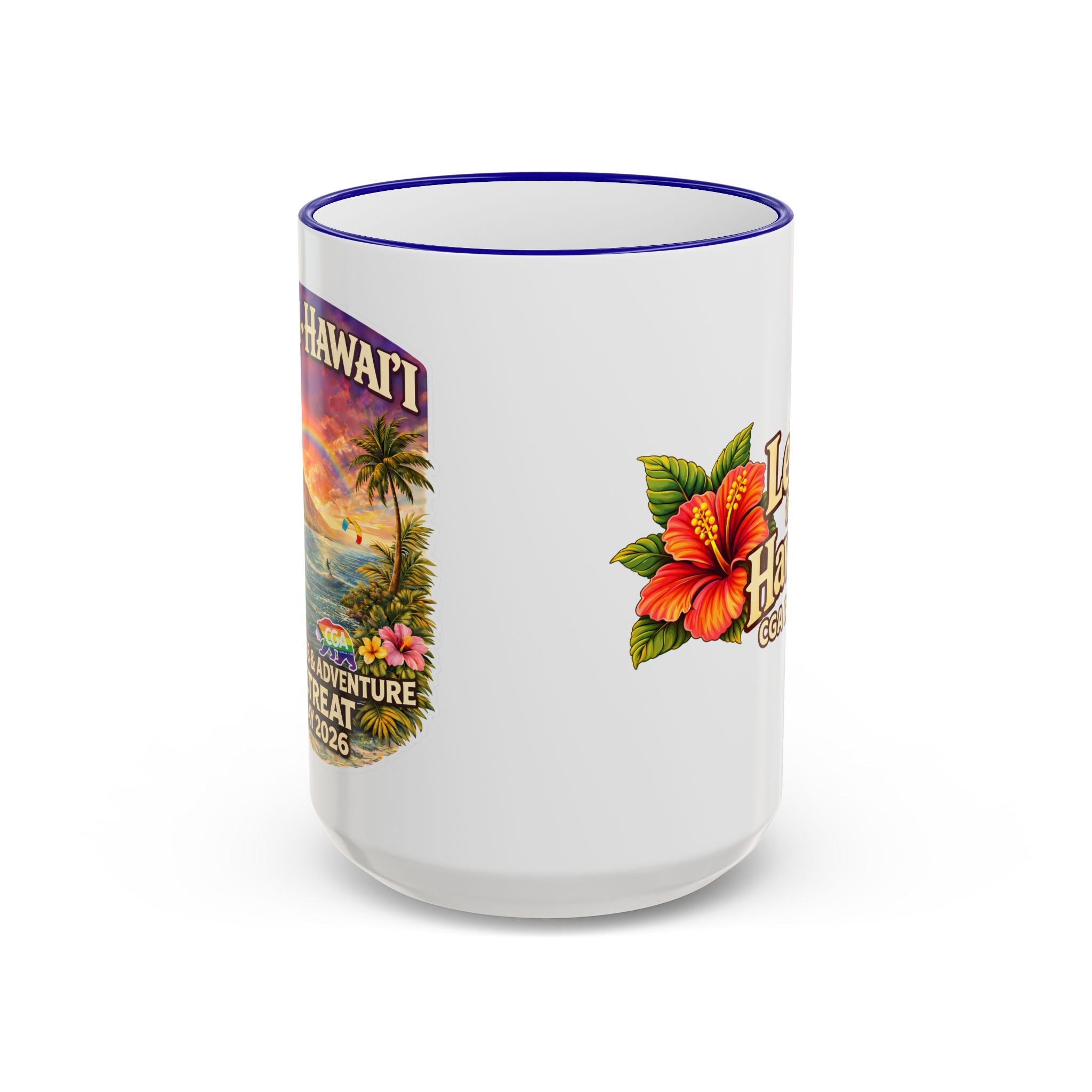 CGA Hawaii Retreat: Vintage Travel Hibiscus Accent Coffee Mug (11oz & 15oz)