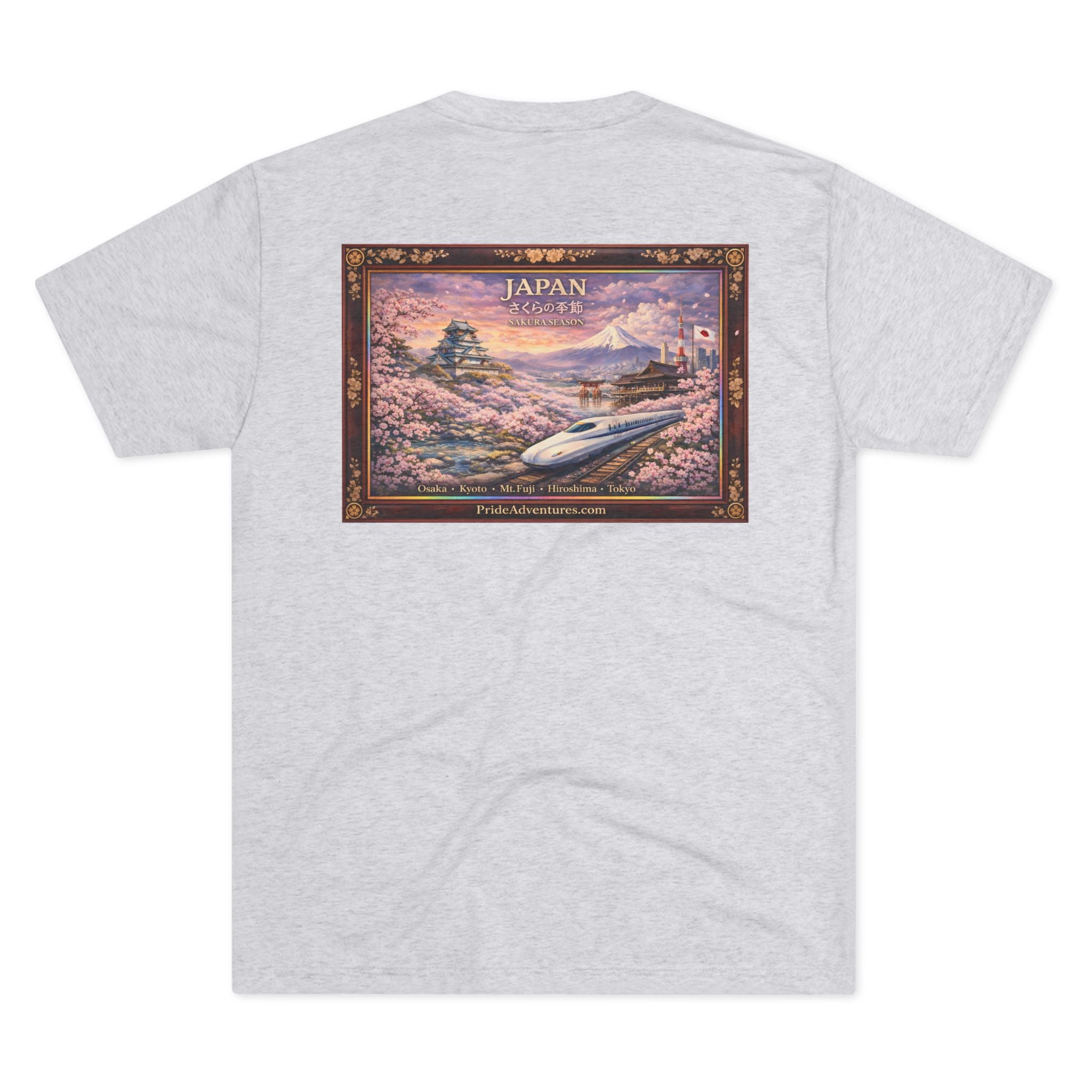 Japan Sakura Season Collector Tee -- Front Badge & Back Art Print · CGA × Pride Adventures