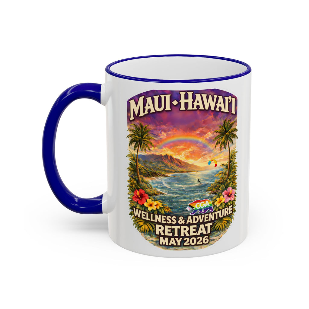 CGA Hawaii Retreat: Vintage Travel Hibiscus Accent Coffee Mug (11oz & 15oz)