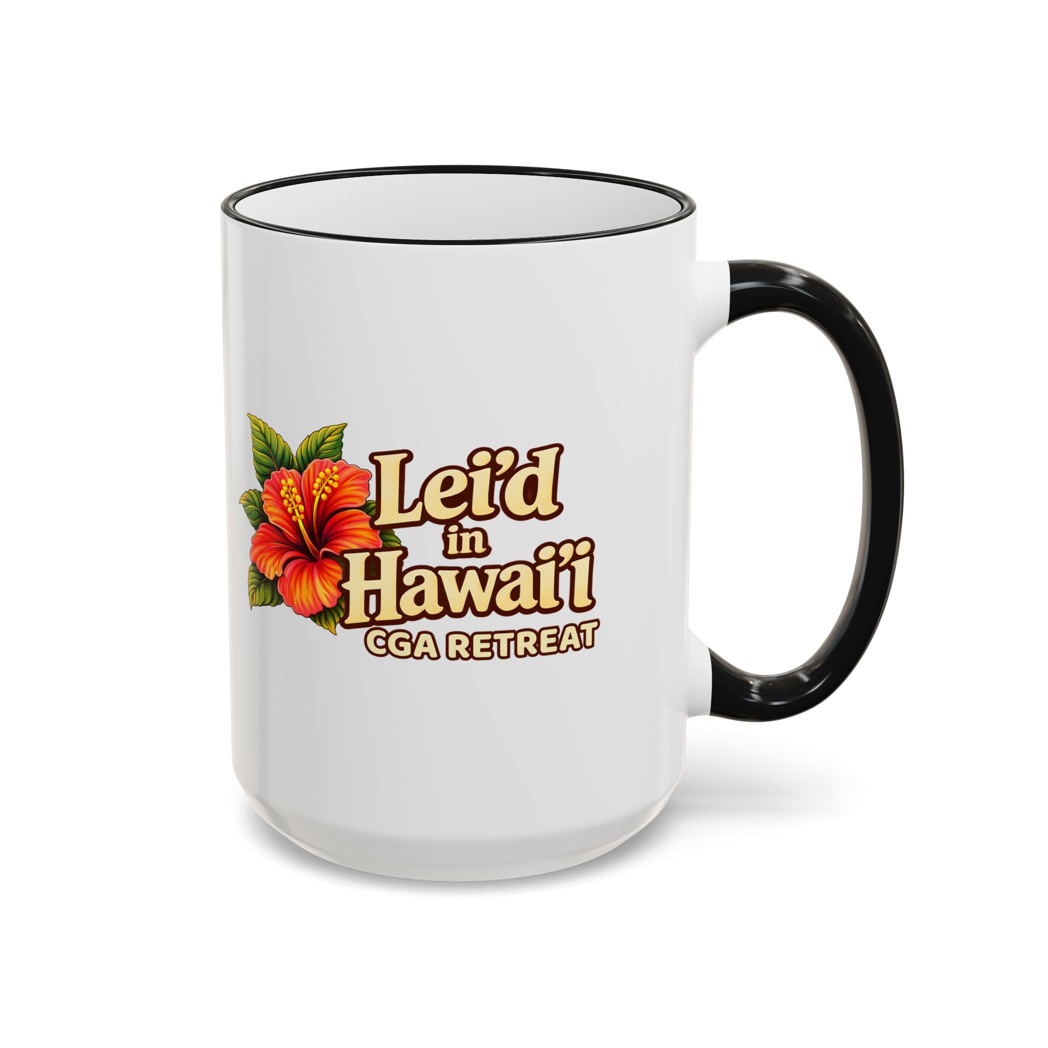 CGA Hawaii Retreat: Vintage Travel Hibiscus Accent Coffee Mug (11oz & 15oz)