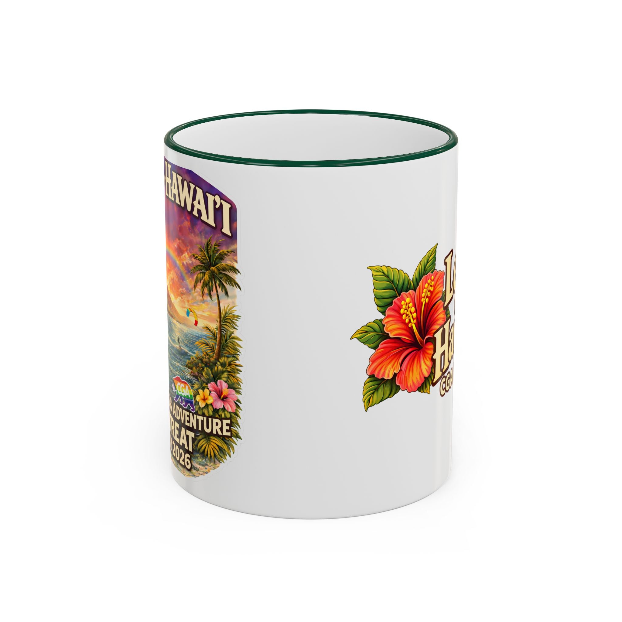 CGA Hawaii Retreat: Vintage Travel Hibiscus Accent Coffee Mug (11oz & 15oz)