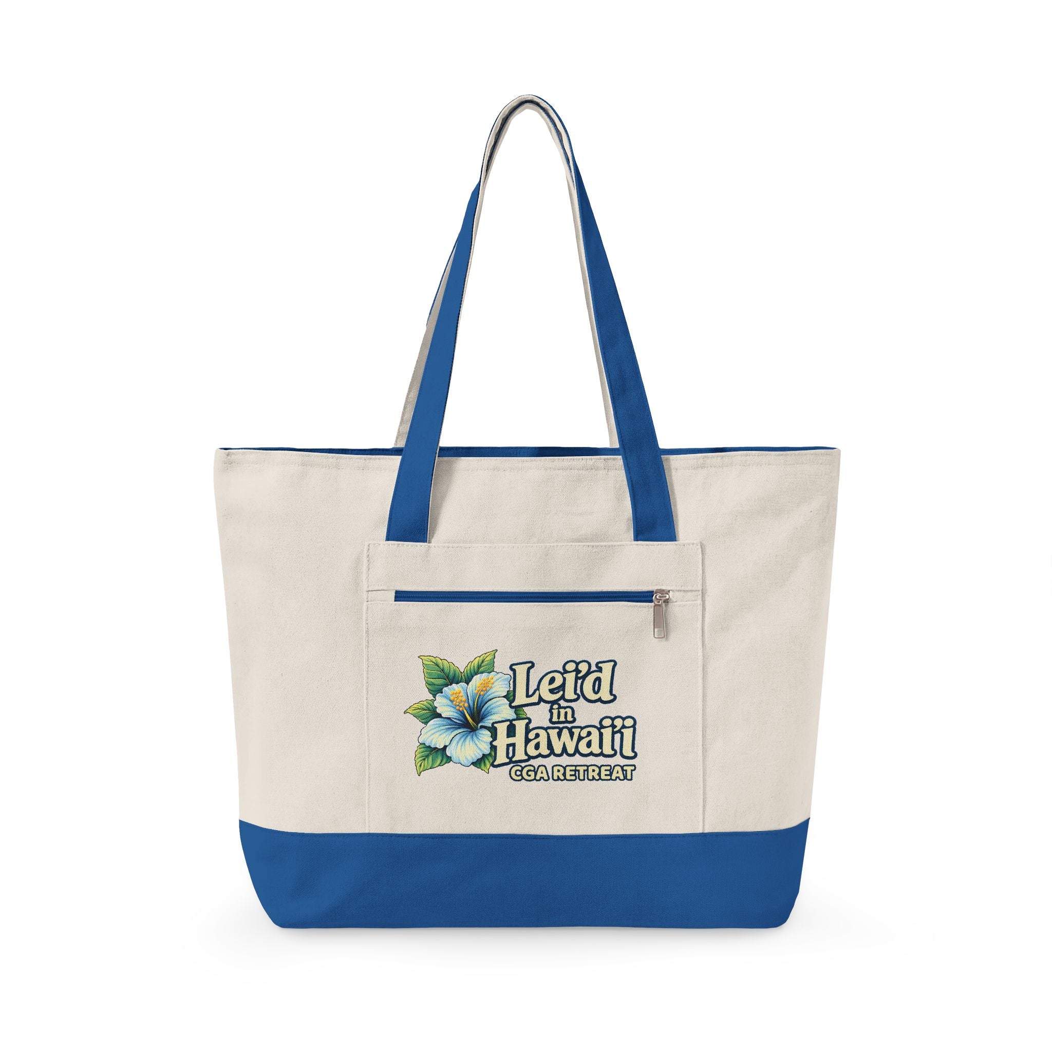 CGA Hawaii Retreat: Zippered Beach Tote - Blue Flower