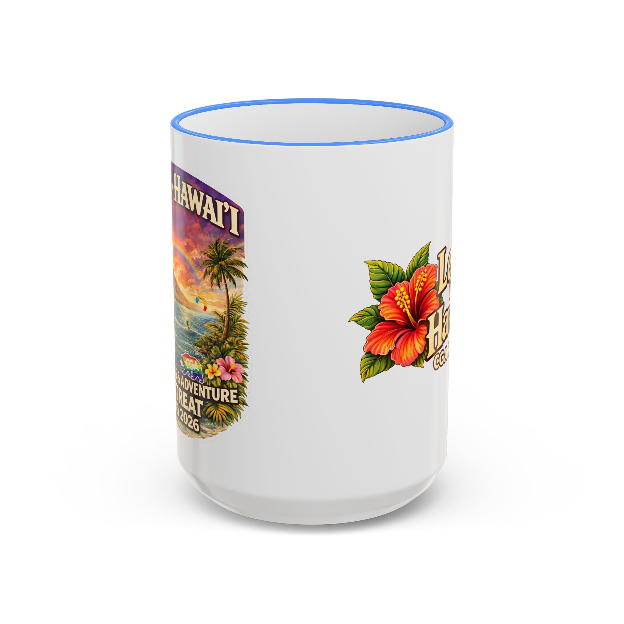 CGA Hawaii Retreat: Vintage Travel Hibiscus Accent Coffee Mug (11oz & 15oz)