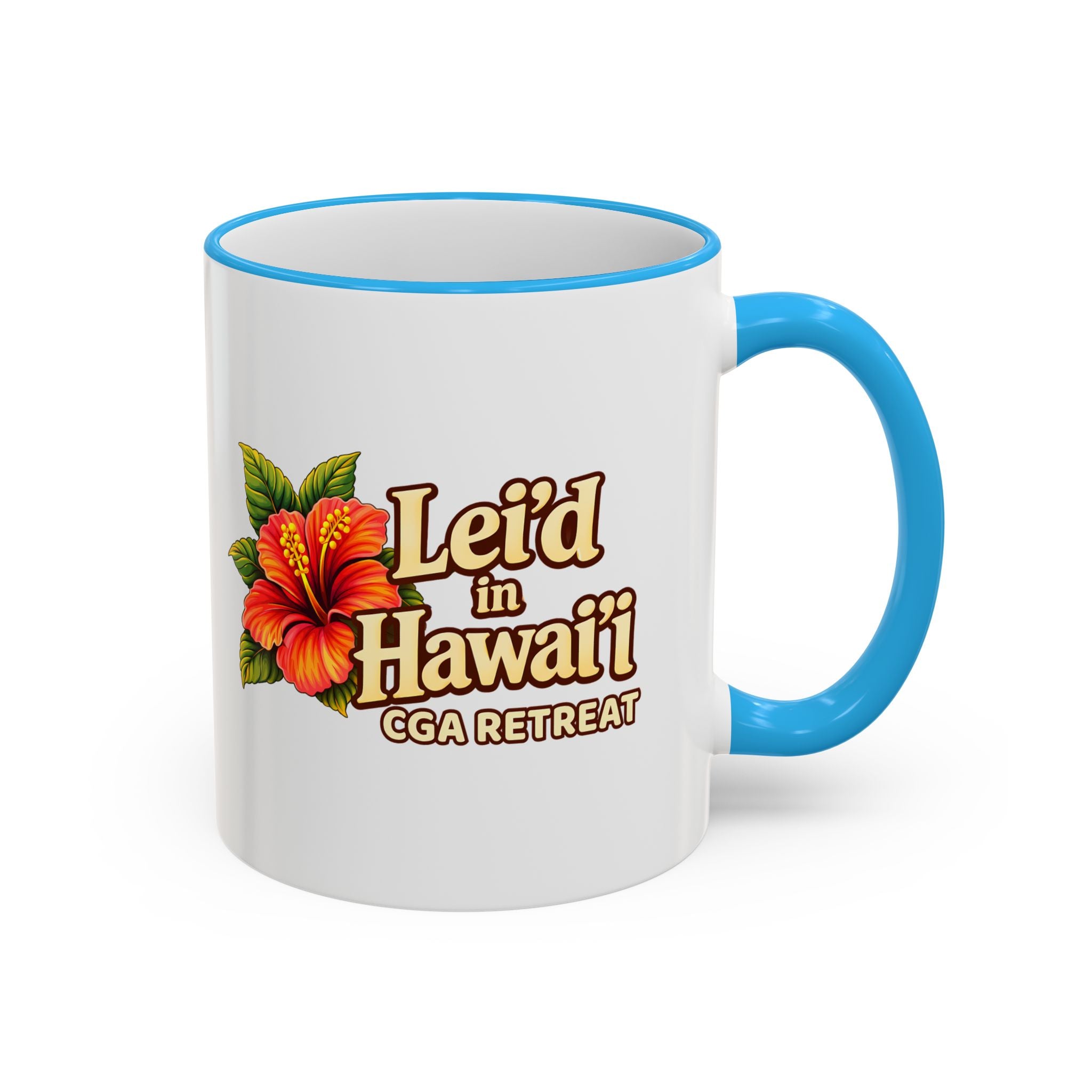 CGA Hawaii Retreat: Vintage Travel Hibiscus Accent Coffee Mug (11oz & 15oz)